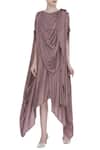 Buy_Bohame_Purple Round Silk Draped Dress _at_Aza_Fashions