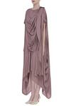 Buy_Bohame_Purple Round Silk Draped Dress _Online_at_Aza_Fashions