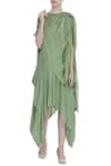 Buy_Bohame_Green Round Silk Draped Dress _at_Aza_Fashions