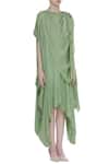 Bohame_Green Round Silk Draped Dress _Online_at_Aza_Fashions