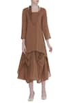 Buy_Bohame_Brown Round Draped Midi Dress  _at_Aza_Fashions