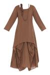 Buy_Bohame_Brown Round Draped Midi Dress  _Online_at_Aza_Fashions