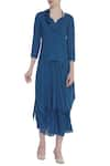 Buy_Bohame_Blue Round Silk Draped Dress _at_Aza_Fashions