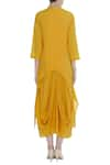 Shop_Bohame_Yellow Round Draped Silk Dress _at_Aza_Fashions