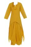 Buy_Bohame_Yellow Round Draped Silk Dress _Online_at_Aza_Fashions