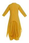 Shop_Bohame_Yellow Round Draped Silk Dress _Online_at_Aza_Fashions