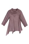 Buy_Bohame_Purple Cowl Asymmetric Top _Online_at_Aza_Fashions