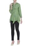 Buy_Bohame_Green Cowl Silk Asymmetric Draped Top _at_Aza_Fashions