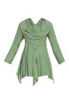 Buy_Bohame_Green Cowl Silk Asymmetric Draped Top _Online_at_Aza_Fashions