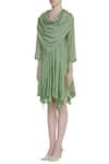 Bohame Green Round Draped Asymmetric Dress Online at Aza Fashions Bohame_Green Round Draped Asymmetric Dress _Online_at_Aza_Fashions