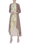 Buy_Bohame_Cream Round Embroidered Jacket And Kurta Set _at_Aza_Fashions