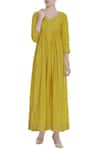 Buy_Bohame_Yellow V Neck Silk Maxi Dress _at_Aza_Fashions