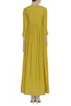 Shop_Bohame_Yellow V Neck Silk Maxi Dress _at_Aza_Fashions