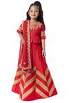 Buy_Neha Gursahani_Red Cotton, Silk Embroidery Patchwork Lehenga Set _at_Aza_Fashions