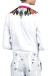 Buy_MR. Ajay Kumar_White Cotton Feather Print Collar Full Sleeve Shirt_Online_at_Aza_Fashions