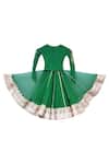 Shop_Fayon Kids_Green Lycra, Net, Cotton Embroidery Blouse With Lehenga _at_Aza_Fashions