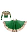 Fayon Kids_Green Lycra, Net, Cotton Embroidery Blouse With Lehenga _Online_at_Aza_Fashions
