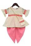 Buy_Fayon Kids_Off White Cotton Embroidery Kurta With Dhoti _at_Aza_Fashions