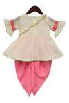 Shop_Fayon Kids_Off White Cotton Embroidery Kurta With Dhoti _at_Aza_Fashions