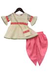 Fayon Kids_Off White Cotton Embroidery Kurta With Dhoti _Online_at_Aza_Fashions