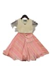 Buy_FAYON KIDS_Multi Color Organza Silk Striped Lehenga With Blouse _at_Aza_Fashions