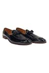 Artimen_Black Plain Kiltie Bow Block Heel Loafers  _Online_at_Aza_Fashions