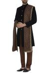 Buy_Sva By Sonam & Paras Modi_Black Velvet Embroidered Sherwani With Printed Pants And Stole _at_Aza_Fashions