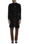 Buy_Sva By Sonam & Paras Modi_Black Velvet Embroidered Sherwani With Printed Pants And Stole _Online_at_Aza_Fashions