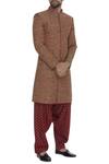 Buy_Sva By Sonam & Paras Modi_Maroon Sherwani Kurta And Dhoti Pant Set_at_Aza_Fashions