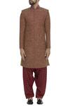 Sva By Sonam & Paras Modi_Maroon Sherwani Kurta And Dhoti Pant Set_Online_at_Aza_Fashions