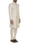Sva By Sonam & Paras Modi_Off White Raw Silk Embroidered Resham Sherwani Set_Online_at_Aza_Fashions