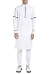 Buy_NoughtOne_White Long Sleeve Kurta With Blue Detailing  _at_Aza_Fashions