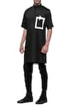 Buy_NoughtOne_Black Tech-patterned Short Sleeve Kurta  _at_Aza_Fashions