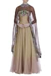 Buy_Incheetape_Beige Gown With Embroidered Cape _at_Aza_Fashions