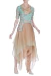 Buy_Incheetape_Blue Silk Linen Embroidered Thread And Sequinwork Overlap Jacket With Draped Skirt _at_Aza_Fashions
