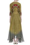 Shop_Incheetape_Grey Silk Linen Embroidered Thread And Zari Work Round Neck Kurta With Dhoti Pants _at_Aza_Fashions