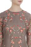 Incheetape_Brown Embroidered Top With Dhoti Pants_at_Aza_Fashions