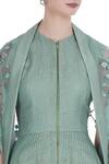 Incheetape_Green Cotton Embroidered Floral Layered Kurta With Cape And Flared Pants _at_Aza_Fashions