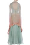 Shop_Incheetape_Blue Cotton Slub Embroidered Border Detailed Cape With Corset And Flared Skirt _at_Aza_Fashions