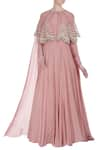 Buy_Bhumika Sharma_Pink Floor Length Gown With Embroidered Cape_at_Aza_Fashions