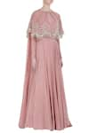 Bhumika Sharma_Pink Floor Length Gown With Embroidered Cape_Online_at_Aza_Fashions