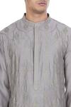 Rar Studio_Blue Aari Embroidered Kurta_at_Aza_Fashions