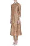 Buy_Manasi Sengupta_Beige Bamberg Silk Printed Floral Mandarin Collar Kurta With Churidar  _Online_at_Aza_Fashions