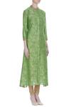 Manasi Sengupta_Green Bamber Silk Embroidery Floral Round Asymmetric Hemine Kurta Set  _Online_at_Aza_Fashions