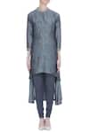 Shop_Manasi Sengupta_Grey Bamber Silk Print Floral Round Kurta With Churidar  _Online_at_Aza_Fashions