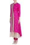 Buy_Manasi Sengupta_Pink Matka Linen Embroidered Thread Mandarin Collar Kurta Set  _Online_at_Aza_Fashions