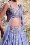 Shop_Dolly J_Purple Chiffon Embroidered Sequins Scoop Neck Carmine Lehenga Set _at_Aza_Fashions