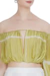 Babita Malkani_Yellow Silk Plain Tie-dye Cutout Off-shoulder Crop Top With High-waist Pants _at_Aza_Fashions