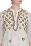 Nazar by Indu_Off White Cotton Silk Embroidered Booti Kurta With Lehenga And Dupatta  _at_Aza_Fashions