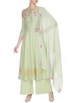 Buy_Rajat & Shraddha_Green Light Chanderi Silk Resham Embroidered Flared Kurta Set  _at_Aza_Fashions